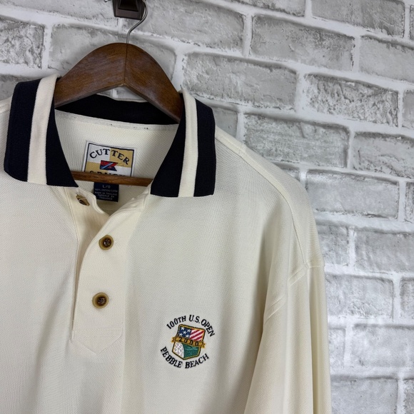 Cutter & Buck VTG 100th US Open Pebble Beach Long Sleeve Golf Polo Mens LARGE - Picture 2 of 8
